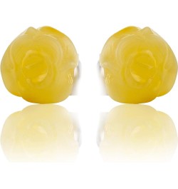 Amber Rose Stud Earrings - Certified Handmade Natural 925 Sterling Silver Hypoallergenic In Gift Box - Royal Yellow $15.09 Ea...