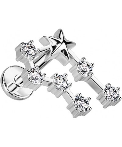 18GA 316L Stainless Steel Internally Threaded CZ Crystal Zodiac Constellation Flat Back Stud Cancer $9.72 Body Jewelry