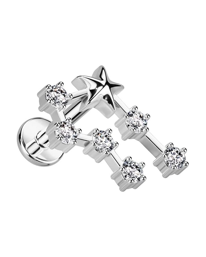 18GA 316L Stainless Steel Internally Threaded CZ Crystal Zodiac Constellation Flat Back Stud Cancer $9.72 Body Jewelry