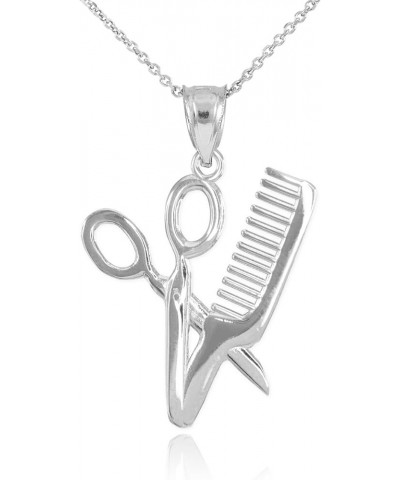 Fine 925 Sterling Silver High Polish Hair Stylist Scissors and Comb Charm Necklace 16 Inches $12.90 Necklaces