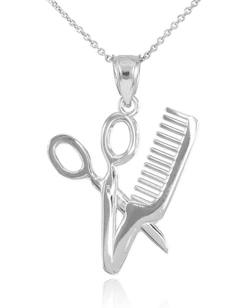 Fine 925 Sterling Silver High Polish Hair Stylist Scissors and Comb Charm Necklace 16 Inches $12.90 Necklaces