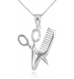 Fine 925 Sterling Silver High Polish Hair Stylist Scissors and Comb Charm Necklace 16 Inches $12.90 Necklaces