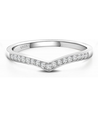 Moissanite Wedding Band Half Eternity Stackable Engagement Ring D Color VVS1 Lab Created Diamond V Shaped Ring $26.95 Bracelets