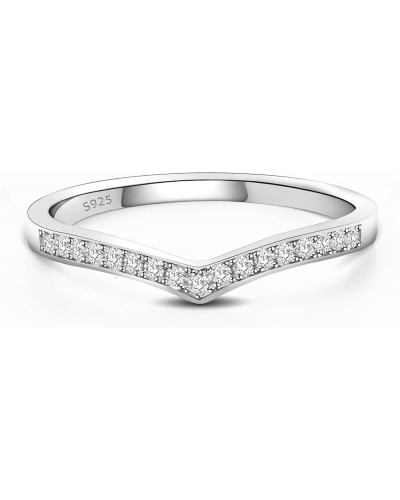 Moissanite Wedding Band Half Eternity Stackable Engagement Ring D Color VVS1 Lab Created Diamond V Shaped Ring $26.95 Bracelets