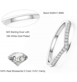 Moissanite Wedding Band Half Eternity Stackable Engagement Ring D Color VVS1 Lab Created Diamond V Shaped Ring $26.95 Bracelets