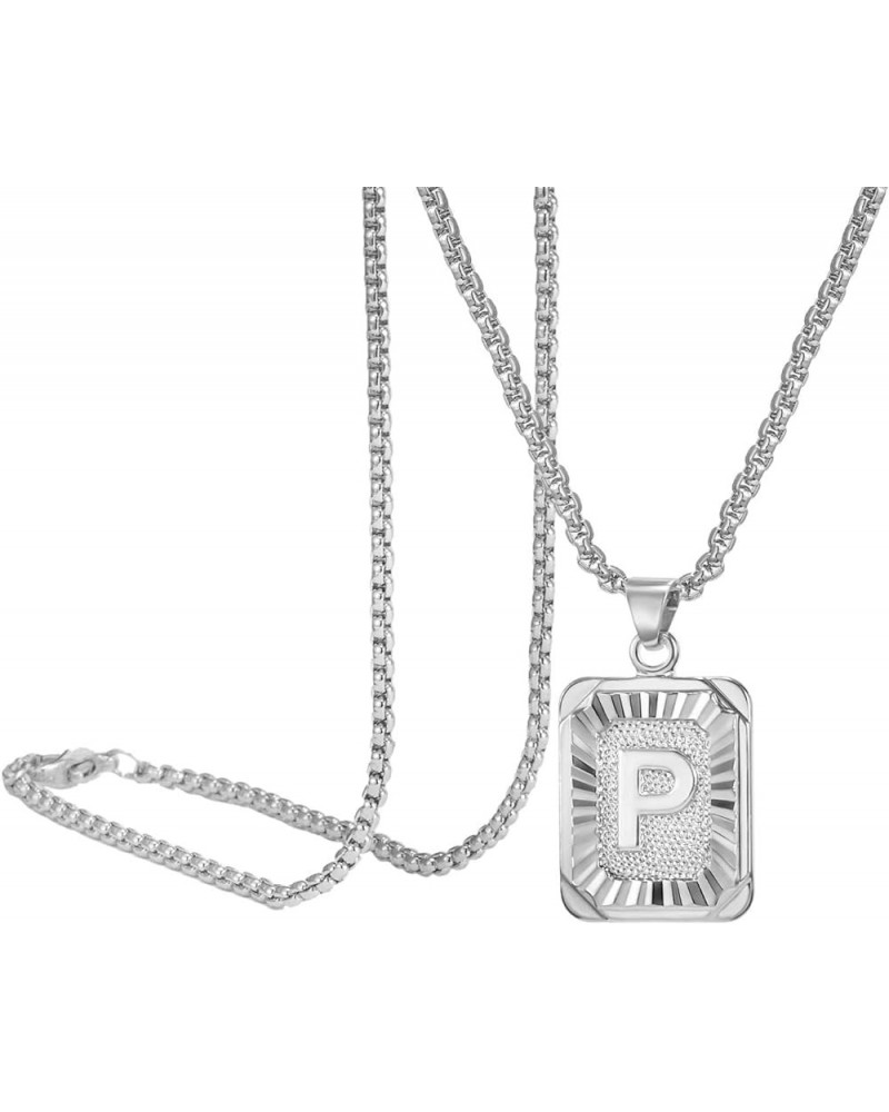 Valentine Long Chain Necklace for Girls Women Initial Letter Pendant Necklace Silver Plated Chain Necklace Initial Necklaces ...