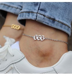 Women's Stainless Steel Angel Number Bracelet Ankle Anklet Chain Adjustable Minimalist Numerology Jewelry Silver 777, 8.3+2in...