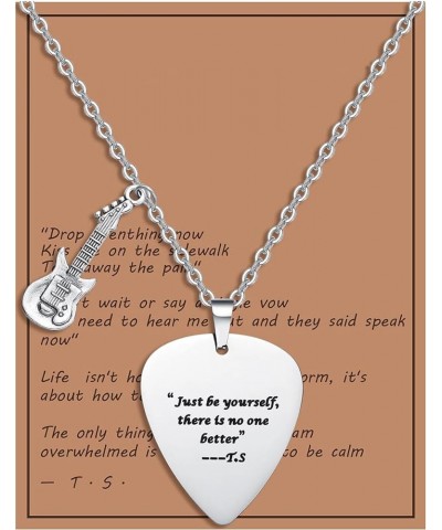 Music Quotes Guitar Pick Necklace for Women Guitar Pick Chain Necklace Music Necklace Outfits Jewelry Accessories Inspired Fa...