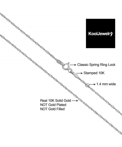 10k White Gold Singapore Chain Necklace For Women - Real Gold (choose from 0.7mm, 1mm, 1.4mm, 1.7mm width - sizes from 14 to ...