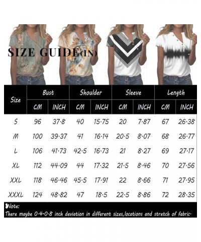 Short Sleeve Shirts for Women Trendy V Neck T Shirt Button Down Oversized Shirt Top Loose Printed Casual Pullover 4-dark Gray...