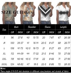 Short Sleeve Shirts for Women Trendy V Neck T Shirt Button Down Oversized Shirt Top Loose Printed Casual Pullover 4-dark Gray...