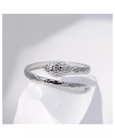 Twist Snake Ring for Women,Platinum Plated Silver Punk Gothic Cocktail Party Wrap Ring Jewelry Gift for Her Ring_C $6.95 Rings