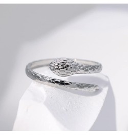 Twist Snake Ring for Women,Platinum Plated Silver Punk Gothic Cocktail Party Wrap Ring Jewelry Gift for Her Ring_C $6.95 Rings