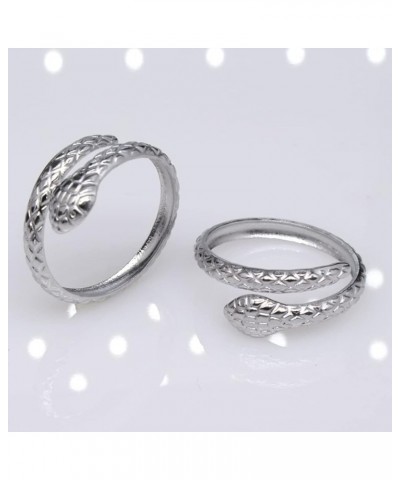 Twist Snake Ring for Women,Platinum Plated Silver Punk Gothic Cocktail Party Wrap Ring Jewelry Gift for Her Ring_C $6.95 Rings