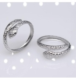 Twist Snake Ring for Women,Platinum Plated Silver Punk Gothic Cocktail Party Wrap Ring Jewelry Gift for Her Ring_C $6.95 Rings