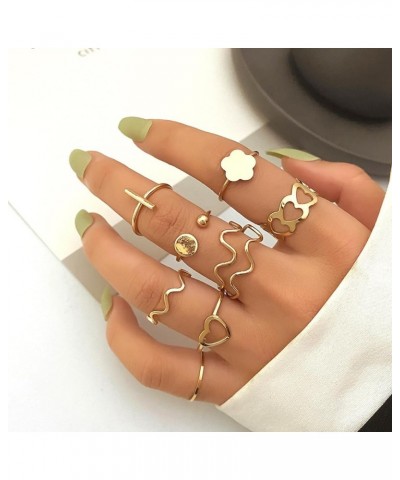 22 Pcs Gold Kunckle Rings Set for Girls Stackable Rings Pack for Women Boho Butterfly Finger Rings Set Vintage Heart Rings Je...