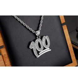 Hip Hop Bling Iced Out 100 Pendant Stainless Steel Necklace with 24" Chain, Silver/Gold silver $12.59 Necklaces