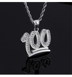 Hip Hop Bling Iced Out 100 Pendant Stainless Steel Necklace with 24" Chain, Silver/Gold silver $12.59 Necklaces