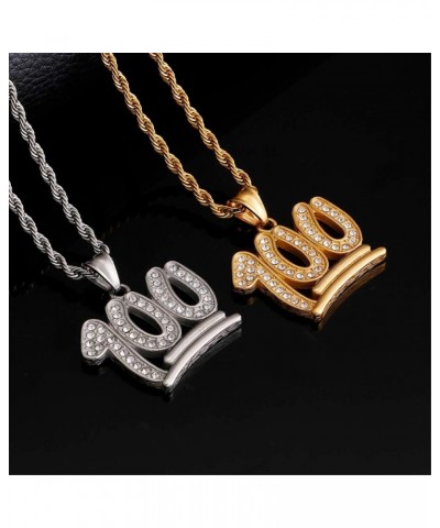 Hip Hop Bling Iced Out 100 Pendant Stainless Steel Necklace with 24" Chain, Silver/Gold silver $12.59 Necklaces