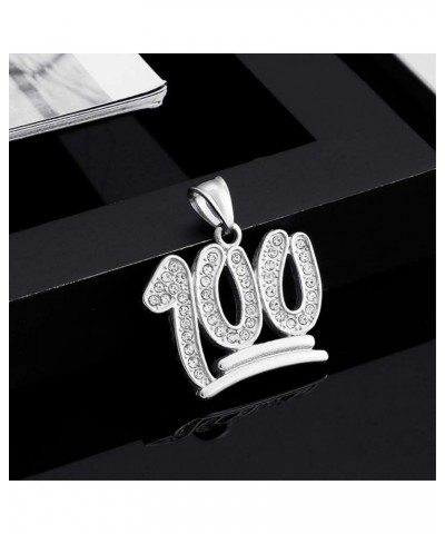 Hip Hop Bling Iced Out 100 Pendant Stainless Steel Necklace with 24" Chain, Silver/Gold silver $12.59 Necklaces