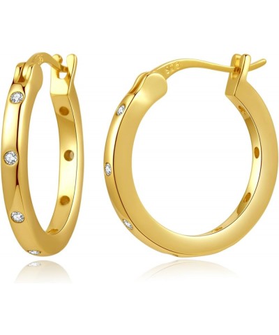 14K Gold Plated Hoop Earrings for Women Girls 925 Sterling Silver Post ( Large Small Twisted Chunky Thick CZ Hoop Square ) Ho...