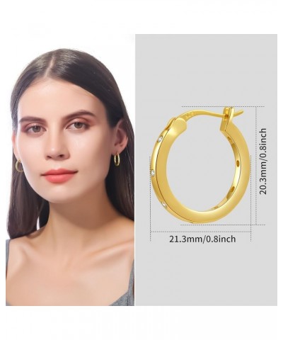 14K Gold Plated Hoop Earrings for Women Girls 925 Sterling Silver Post ( Large Small Twisted Chunky Thick CZ Hoop Square ) Ho...