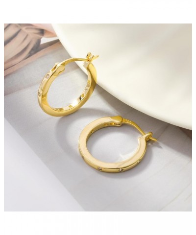 14K Gold Plated Hoop Earrings for Women Girls 925 Sterling Silver Post ( Large Small Twisted Chunky Thick CZ Hoop Square ) Ho...