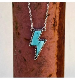 Western Necklaces Boho Turquoise Necklace Ligtning Bar Cow Tag Horseshoe Pendant Necklace 90S Cowgirl Hippie Western Jewelry ...