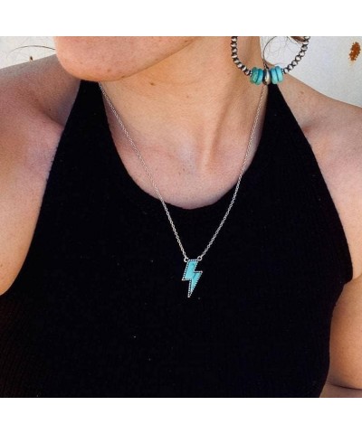 Western Necklaces Boho Turquoise Necklace Ligtning Bar Cow Tag Horseshoe Pendant Necklace 90S Cowgirl Hippie Western Jewelry ...