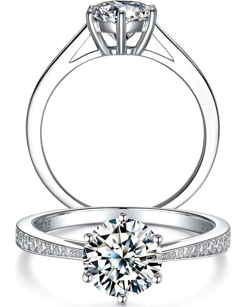 Moissanite Engagement Rings for Women, Sterling Silver Lab Created Diamond Promise Ring for Her Wedding Bands 1.5 carats $62....