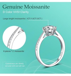 Moissanite Engagement Rings for Women, Sterling Silver Lab Created Diamond Promise Ring for Her Wedding Bands 1.5 carats $62....