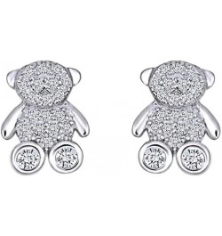 14k Gold Over Sterling Silver Animal, Bird, Insects Cubic Zirconia Stud Earrings White Gold Over : BEAR $18.23 Earrings