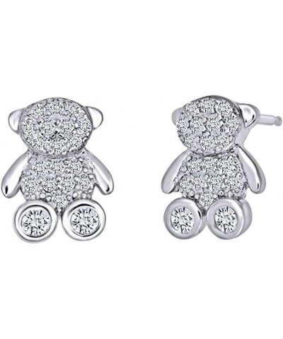 14k Gold Over Sterling Silver Animal, Bird, Insects Cubic Zirconia Stud Earrings White Gold Over : BEAR $18.23 Earrings