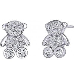 14k Gold Over Sterling Silver Animal, Bird, Insects Cubic Zirconia Stud Earrings White Gold Over : BEAR $18.23 Earrings