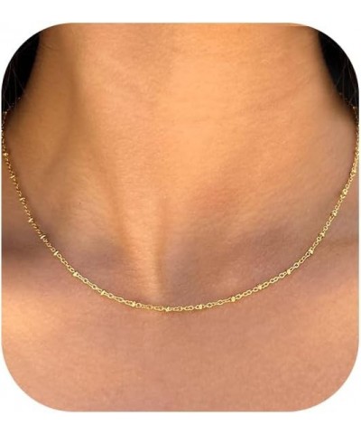 Gold Necklace for Women, 14k Gold Plated Choker Dainty Layered Necklaces, Silver Necklace for Women 14k White Gold Plated Dai...