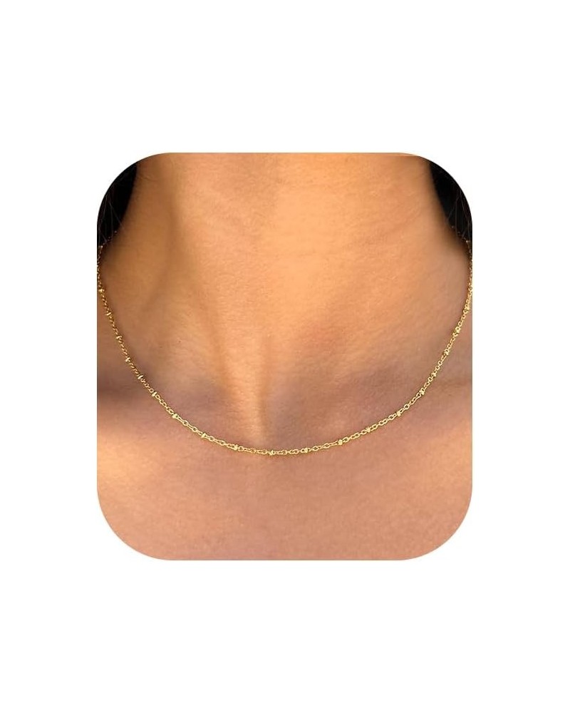 Gold Necklace for Women, 14k Gold Plated Choker Dainty Layered Necklaces, Silver Necklace for Women 14k White Gold Plated Dai...