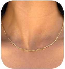 Gold Necklace for Women, 14k Gold Plated Choker Dainty Layered Necklaces, Silver Necklace for Women 14k White Gold Plated Dai...