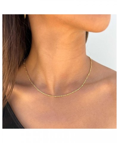 Gold Necklace for Women, 14k Gold Plated Choker Dainty Layered Necklaces, Silver Necklace for Women 14k White Gold Plated Dai...