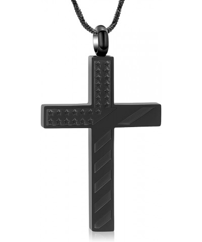 Cremation Jewelry American Flag Cross Urn Necklace for Ashes for Women Men Religious Cross Ashes Keepsake Memorial Jewelry of...