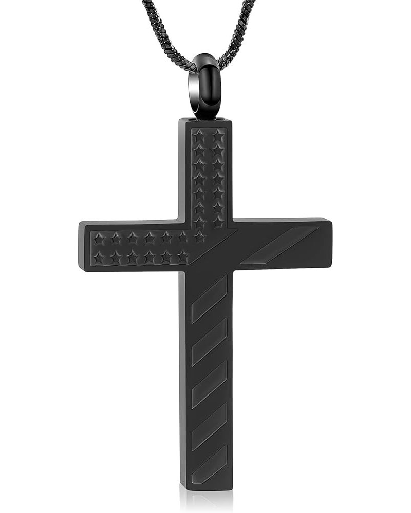 Cremation Jewelry American Flag Cross Urn Necklace for Ashes for Women Men Religious Cross Ashes Keepsake Memorial Jewelry of...