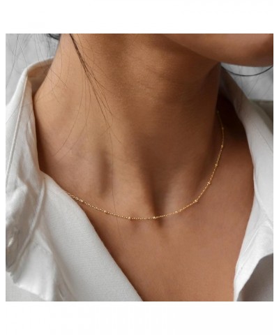 Gold Necklace for Women, 14k Gold Plated Choker Dainty Layered Necklaces, Silver Necklace for Women 14k White Gold Plated Dai...