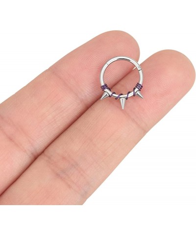 4pcs Stainless Steel 16G Septum Clicker Dangle Hinged Segment Ring with Planet CZ Moon Star Septum Piercing Jewelry wire-purp...