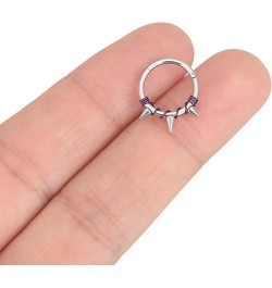 4pcs Stainless Steel 16G Septum Clicker Dangle Hinged Segment Ring with Planet CZ Moon Star Septum Piercing Jewelry wire-purp...