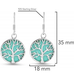 Mystical Tree of Life Simulated Green Turquoise Inlay .925 Sterling Silver Dangle Earrings $18.13 Earrings