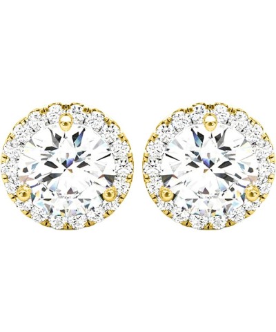 1-5 Carat Round Halo Diamond Earrings 14K Gold Value Collection Push Back 1.0 Carat 14K Yellow Gold $1.00 Earrings