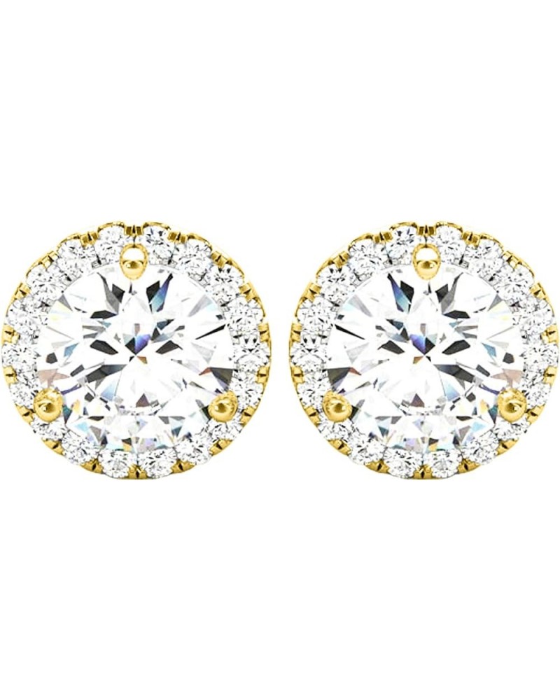 1-5 Carat Round Halo Diamond Earrings 14K Gold Value Collection Push Back 1.0 Carat 14K Yellow Gold $1.00 Earrings