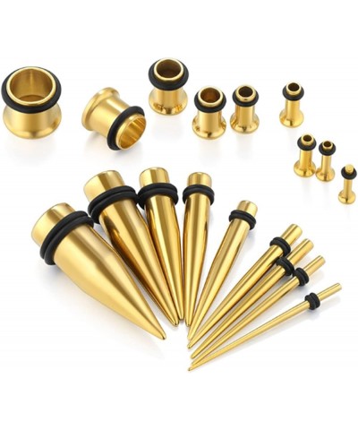 Ear Gauge Stretching Kit Stainless Steel Tapers and Plugs Set 36 Pieces 14G-00G Gold $12.17 Body Jewelry