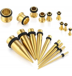 Ear Gauge Stretching Kit Stainless Steel Tapers and Plugs Set 36 Pieces 14G-00G Gold $12.17 Body Jewelry