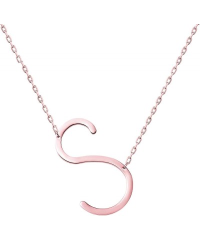 Stainless Steel Initial Letters Necklace for women and girls color gold and Silver from A-Z S-Rose Gold $7.41 Necklaces