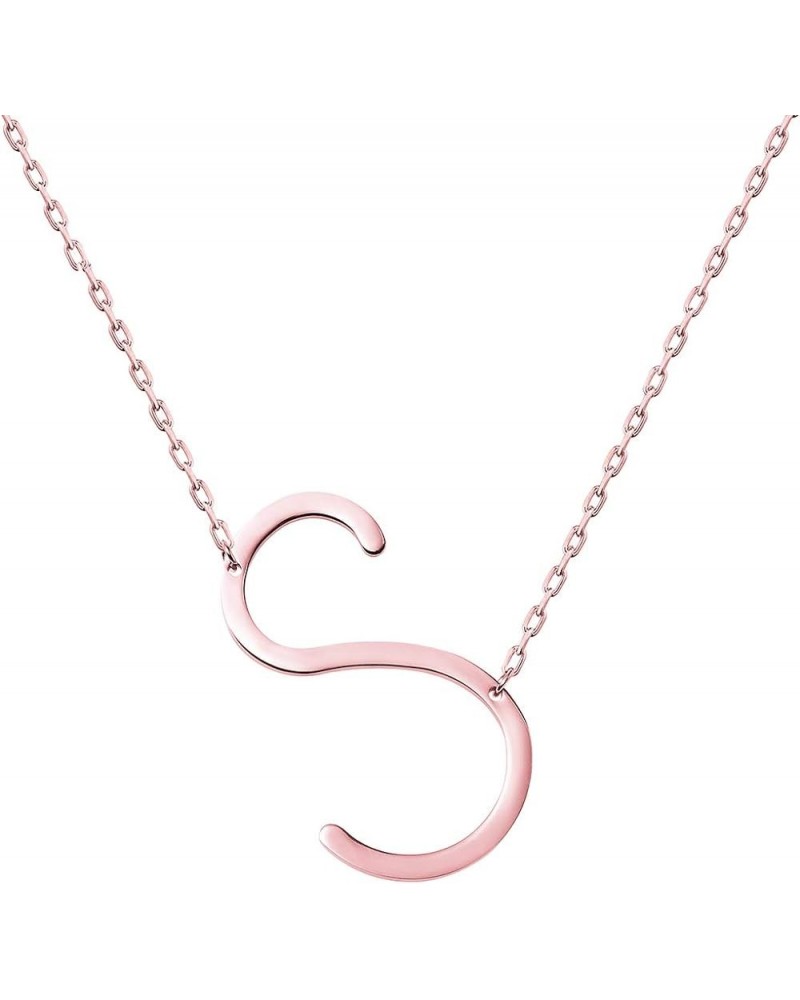 Stainless Steel Initial Letters Necklace for women and girls color gold and Silver from A-Z S-Rose Gold $7.41 Necklaces